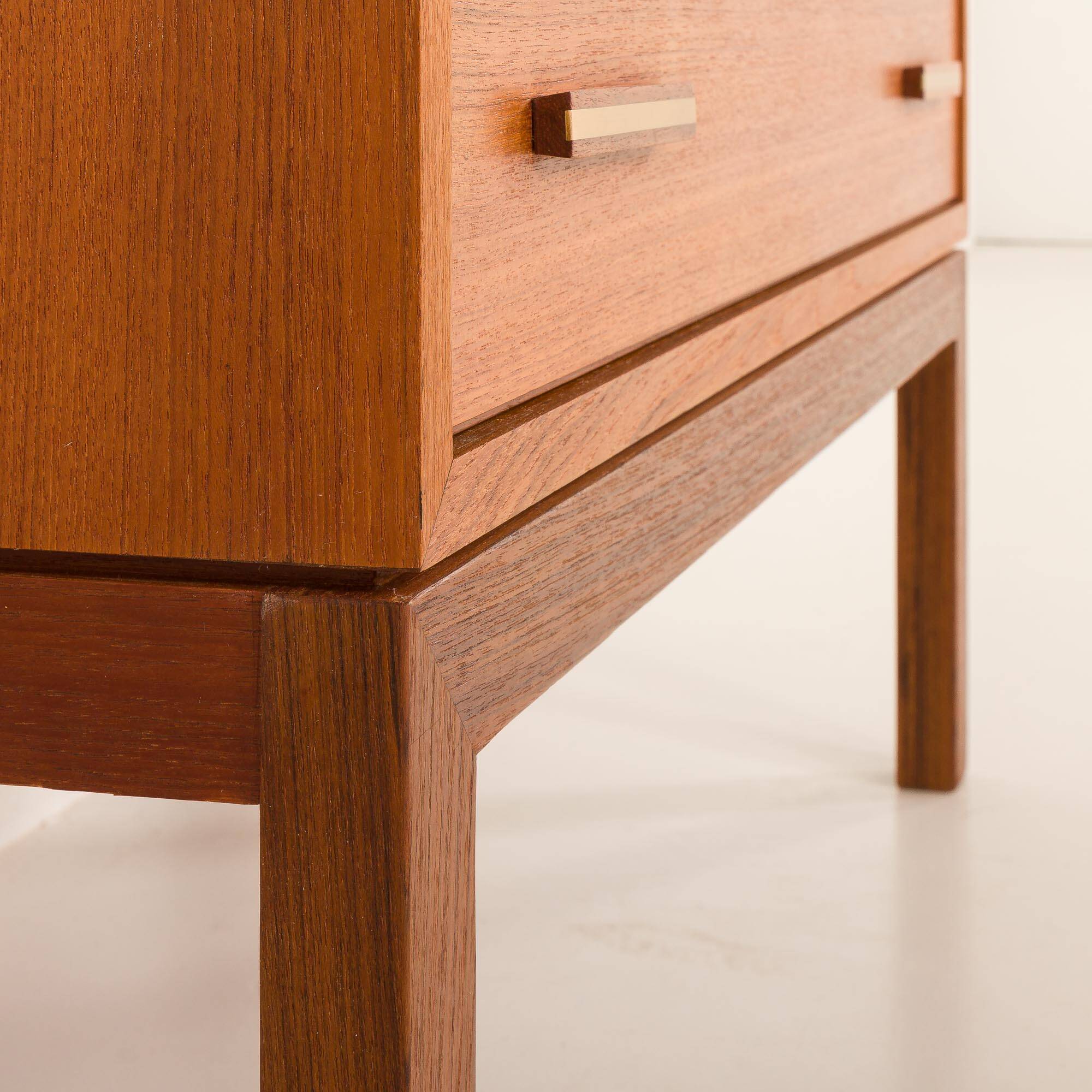 Danish mid century teak secretaire with brass inlays, 1960s