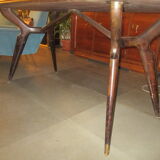 Table avec plateau en verre  des années 70