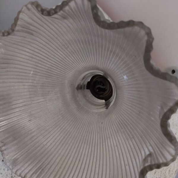 Applique ancienne verre laiton porcelaine