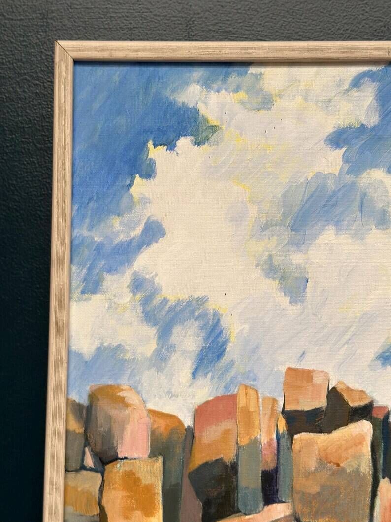 Original Swedish Oil on Canvas – "Landscape" by Eva S. – Signed – Vintage & Framed – 52 × 34 cm (20.5" × 13.4")