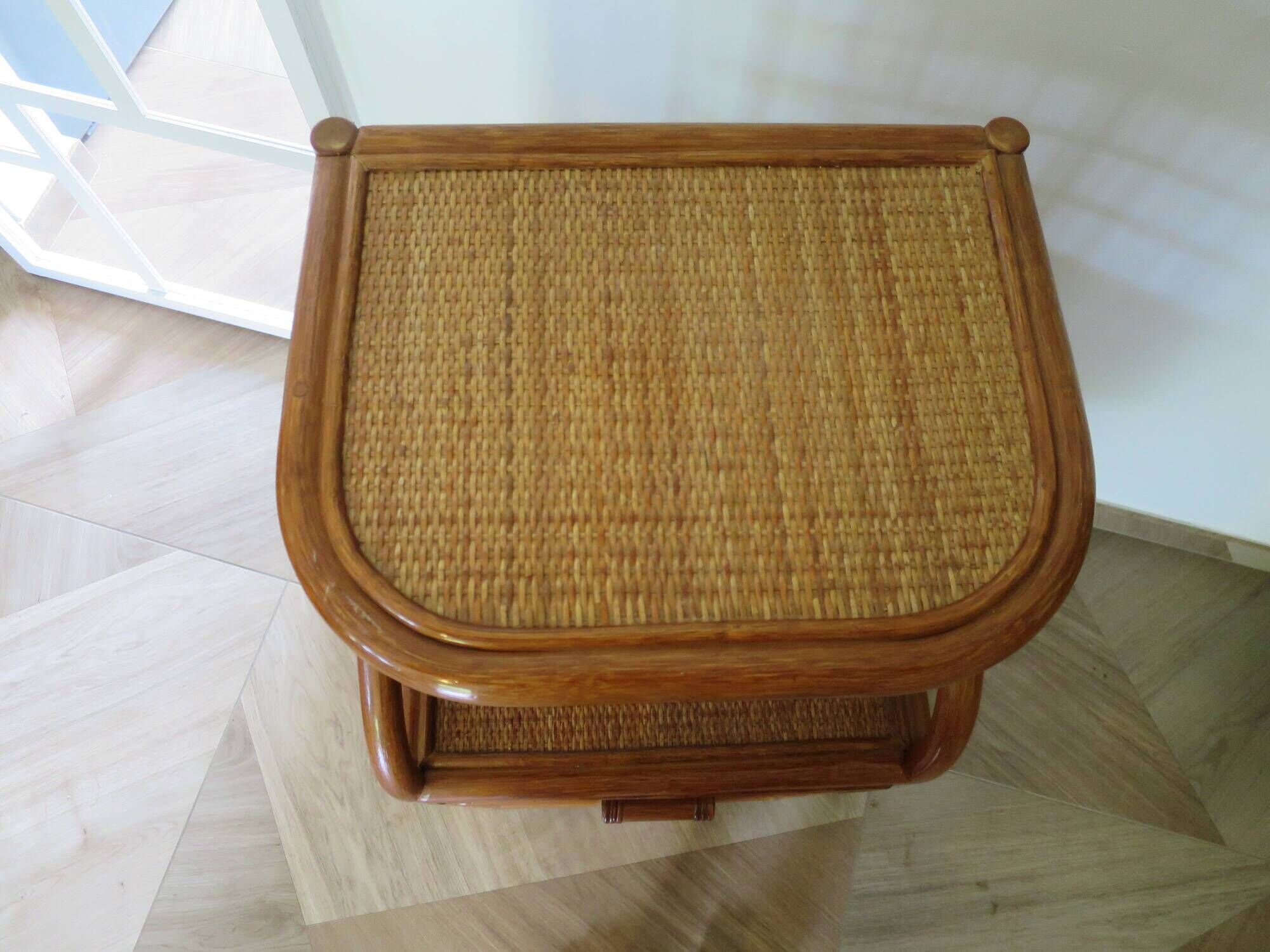 Vintage - sideboard - chest of drawers - woven rattan chest of drawers - wood - bamboo - 80s