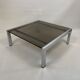 Vintage square coffee table chrome structure and smoked glass top