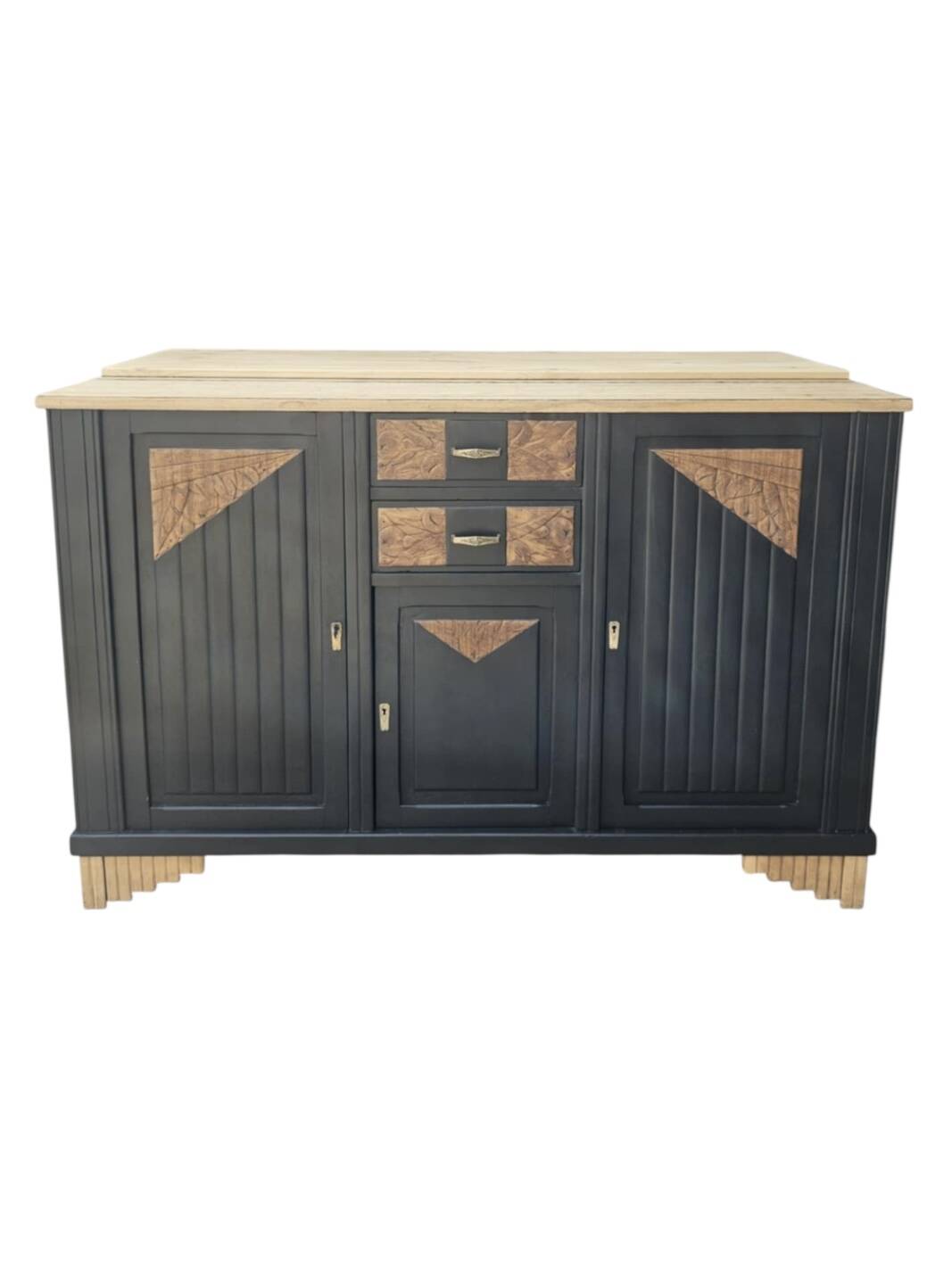 Black and wood art deco sideboard