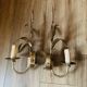 Pair of wheat spike wall lights in gold metal