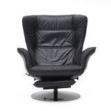 Set of black leather reclining chairs, 1970s.