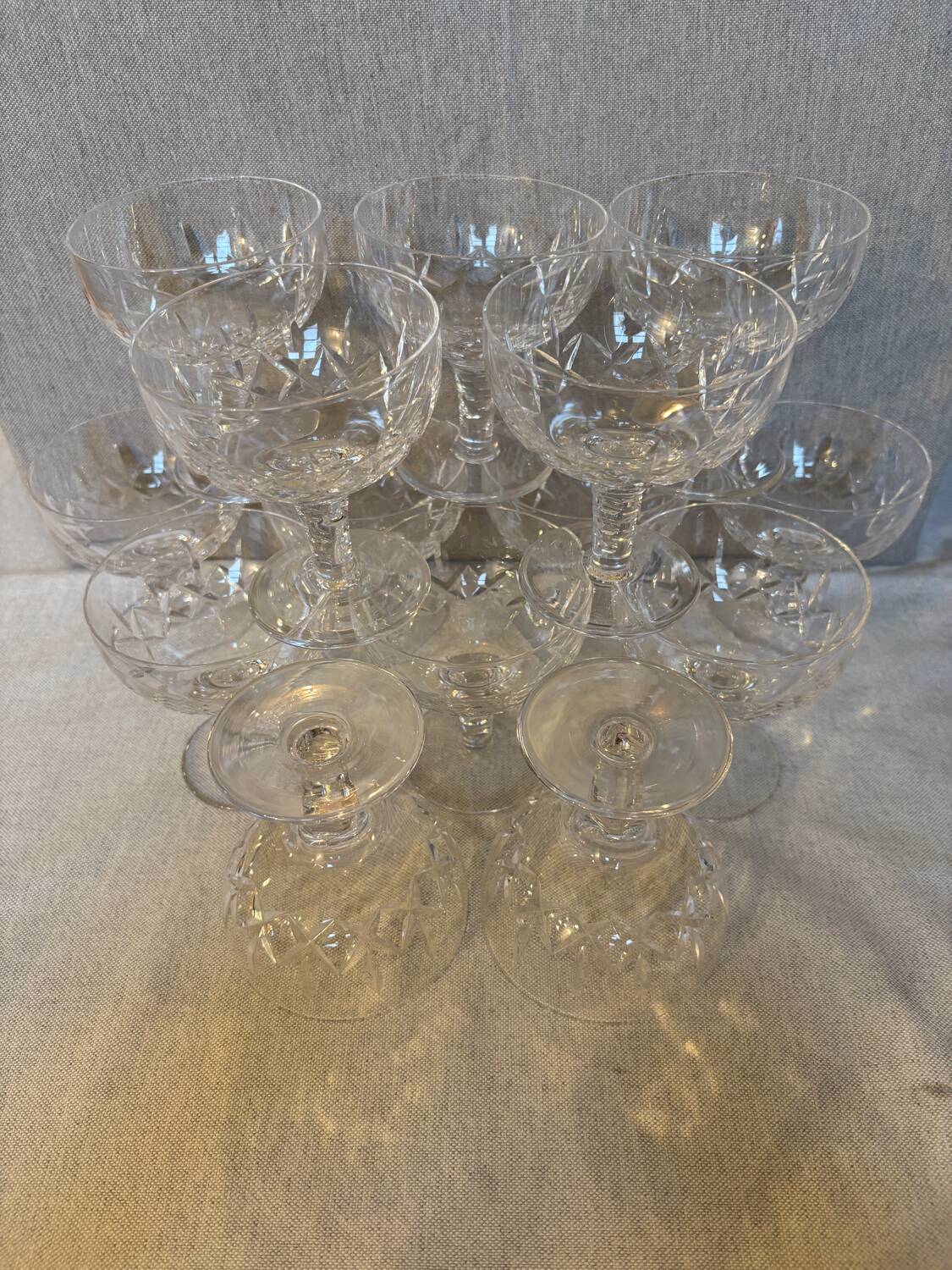 14 glasses of Stuart Crystal Carlingford champagne