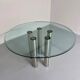 Table repas ronde verre et métal design italien des années 80 vintage