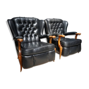 pair of black chesterfields