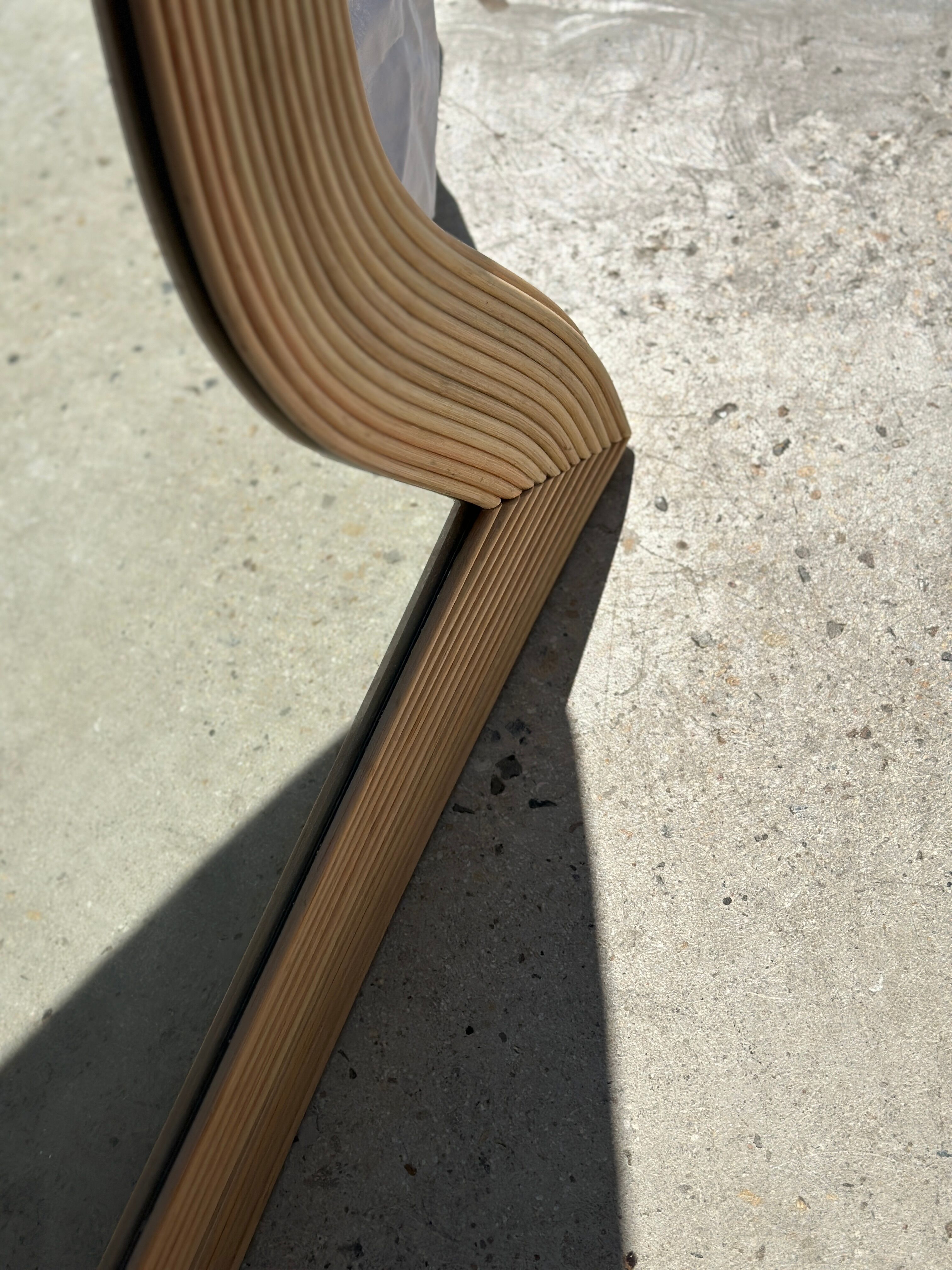 Zigzag rattan foot mirror H:182cm