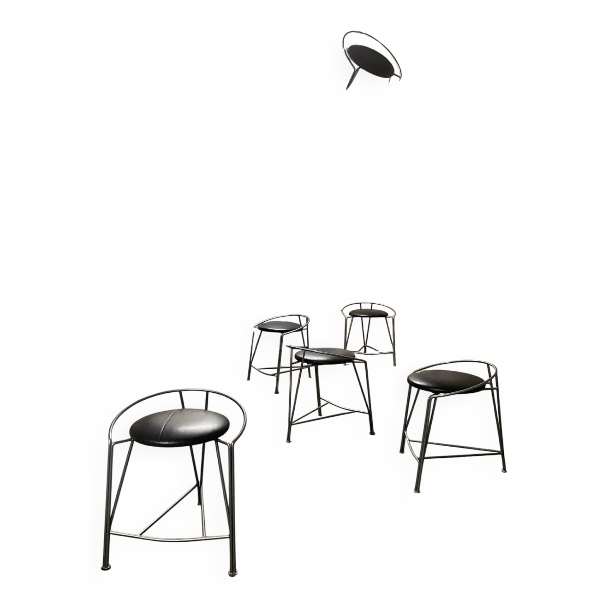 6 silver moon stools by Pascal Mourgue for Fermob 1985