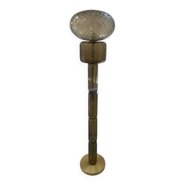 Lampadaire contemporain en verre de Murano fumé et gris « Ballotton »