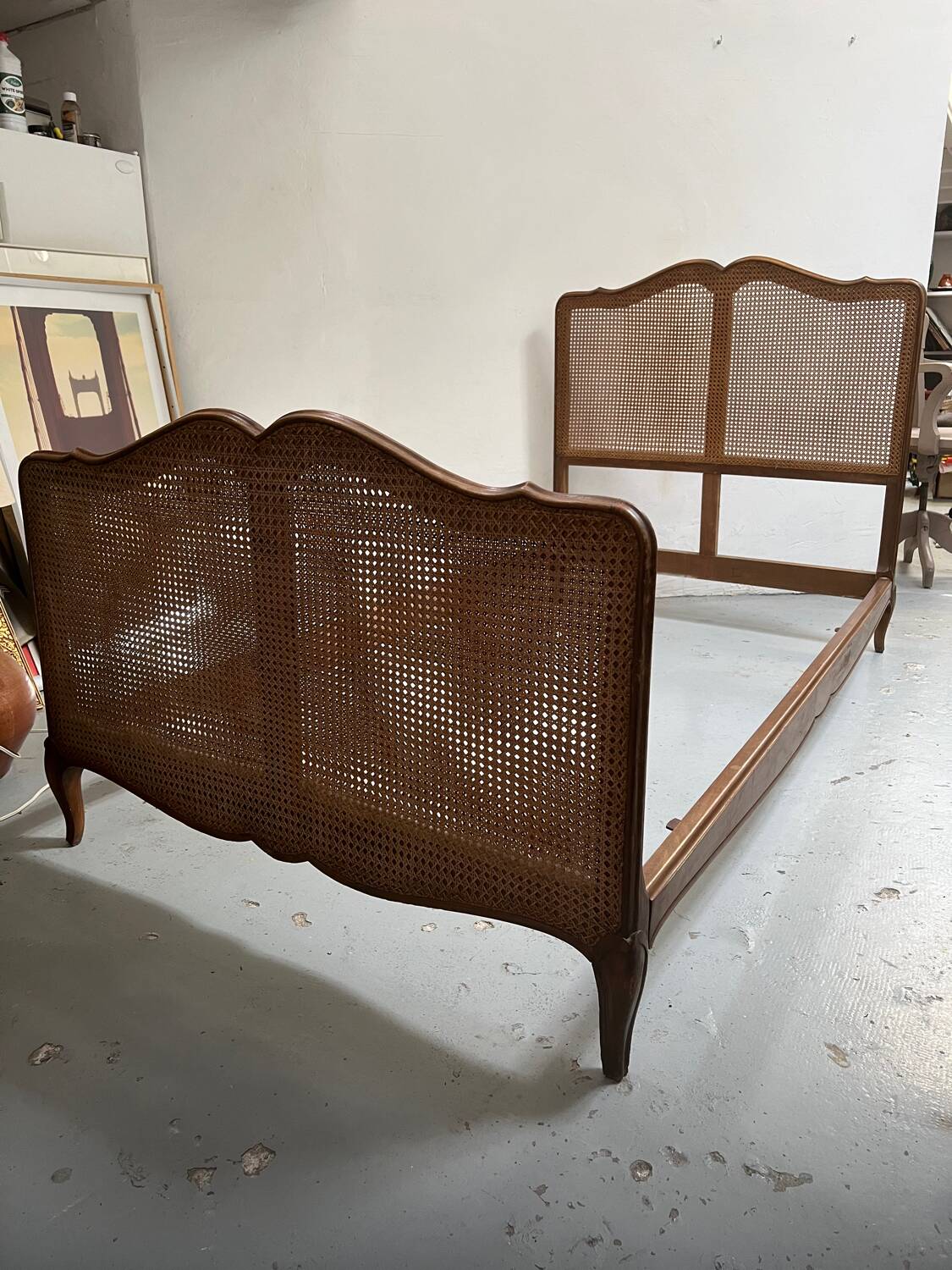 Old wooden and cane bed