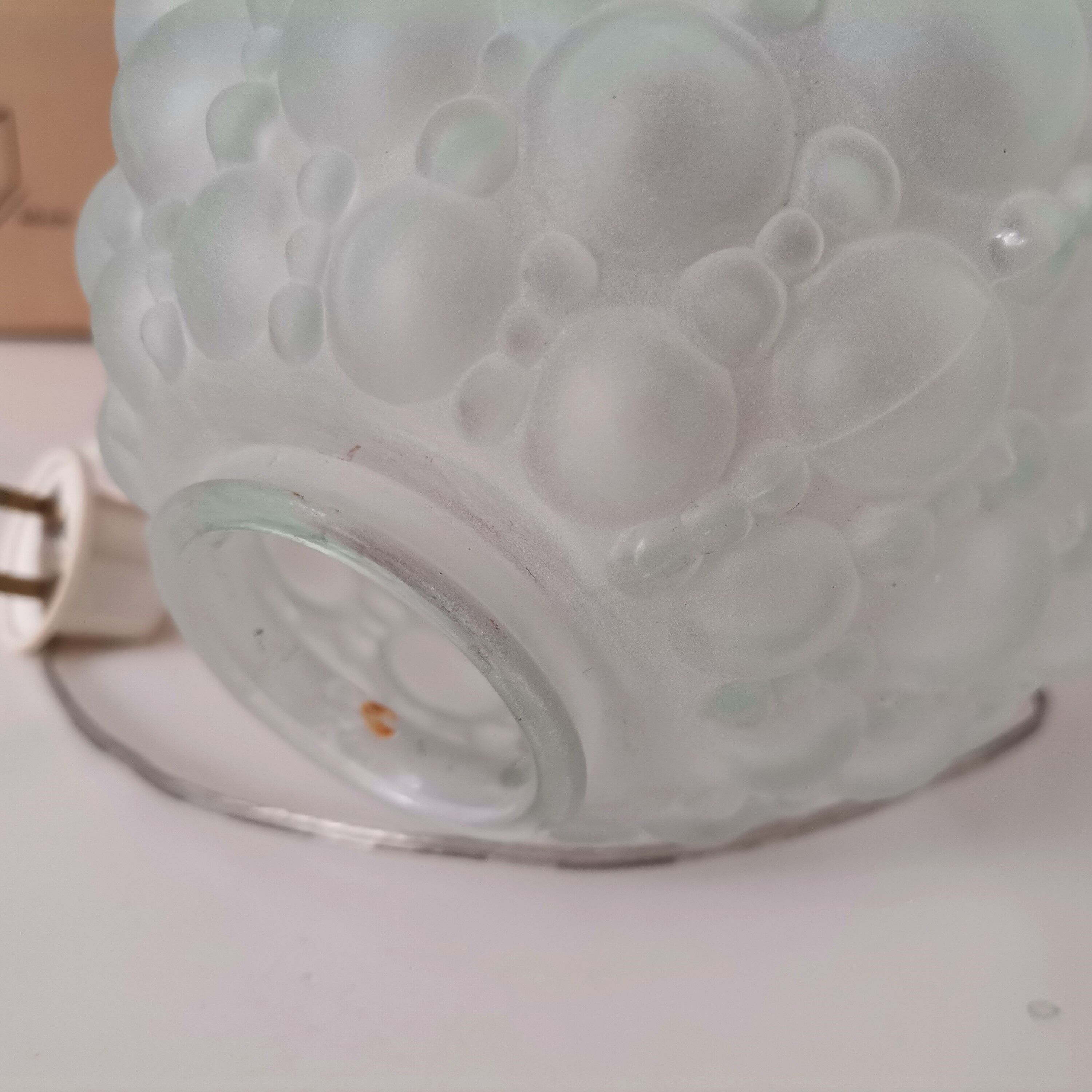 Mid century wooden and bubble glass table lamp 1970s