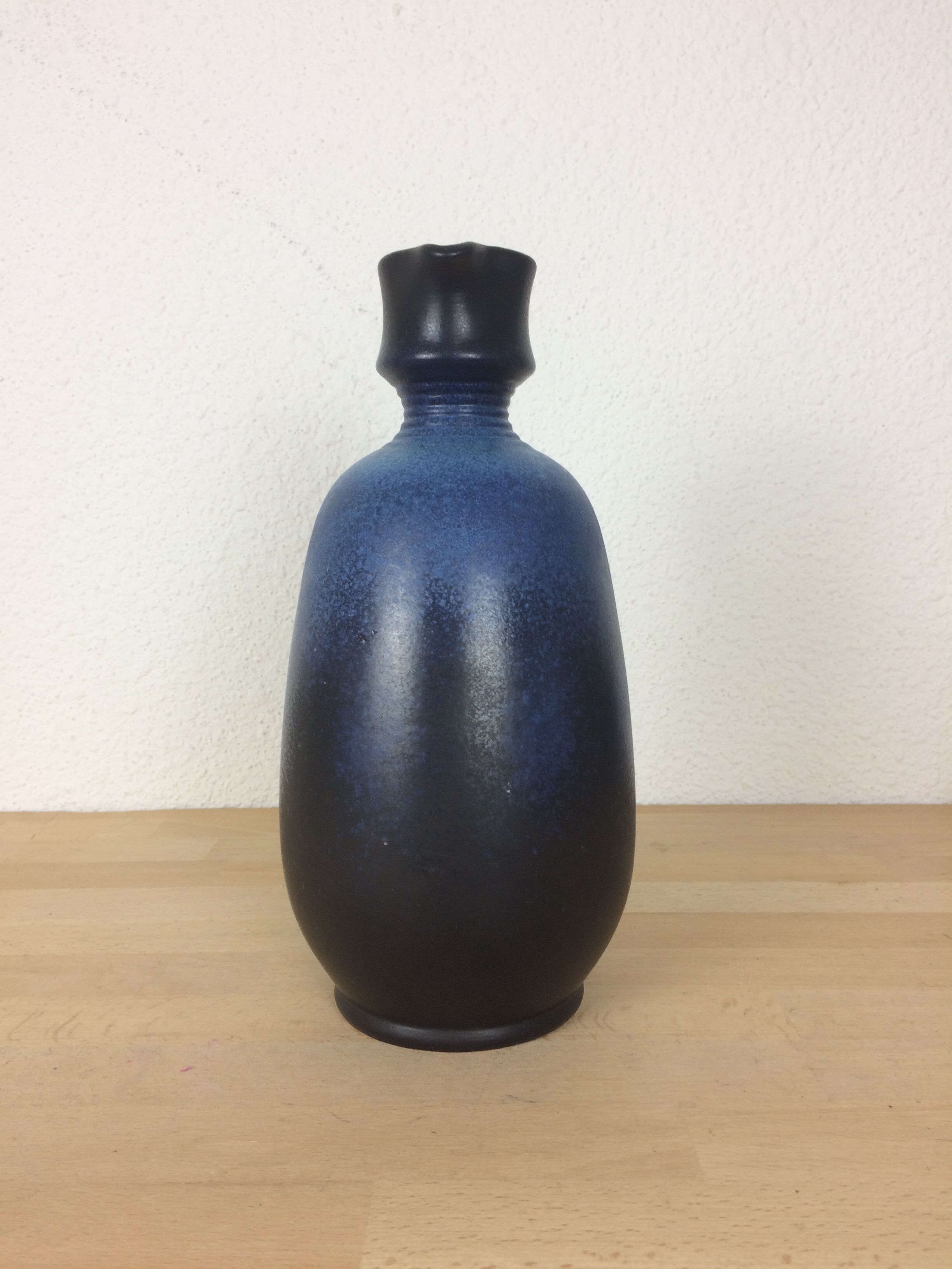Vase shaped ceramic pitcher cobalt blue 1970