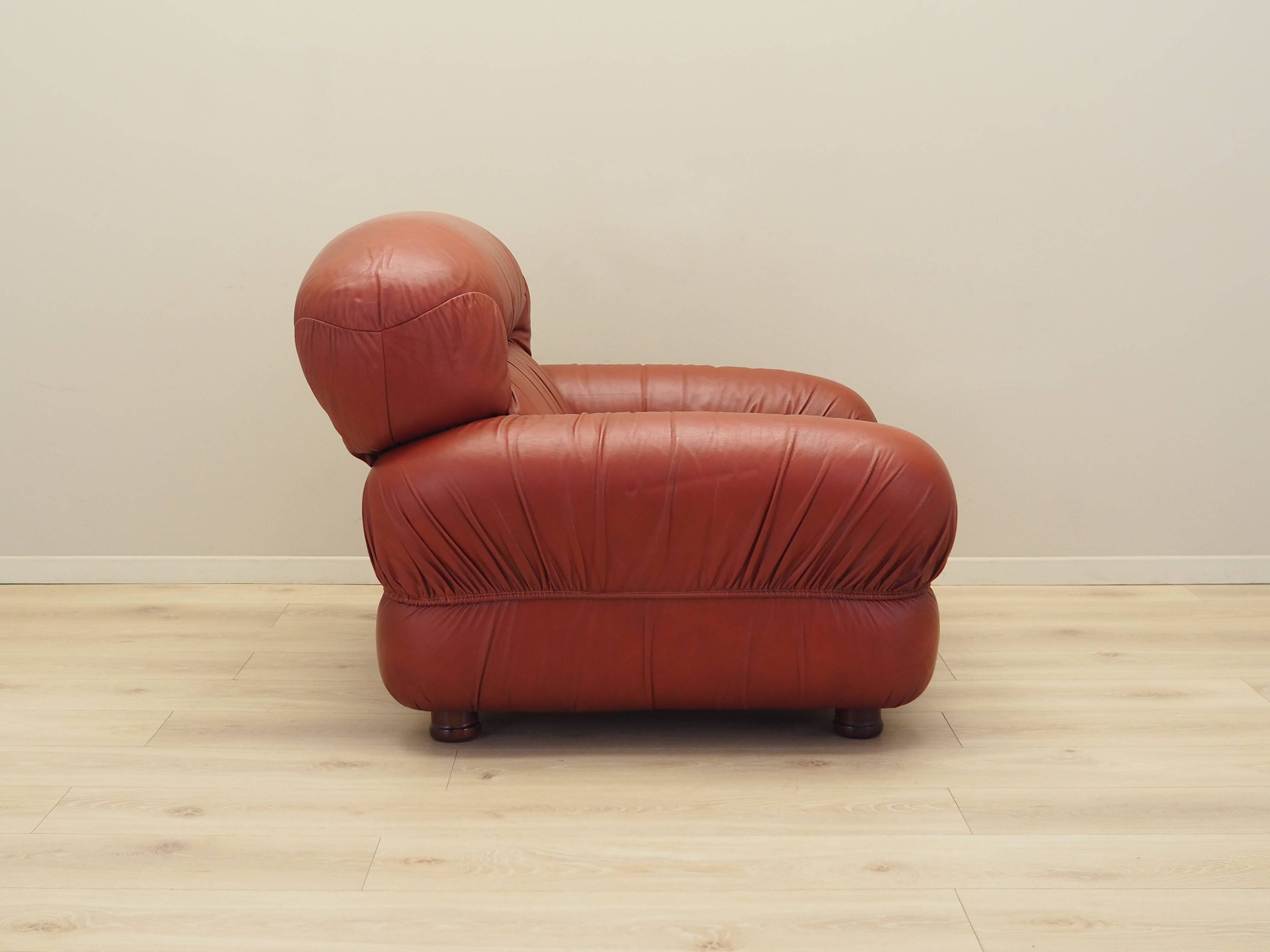 Burgundy armchair, Italian design, 1970s, production: Italy