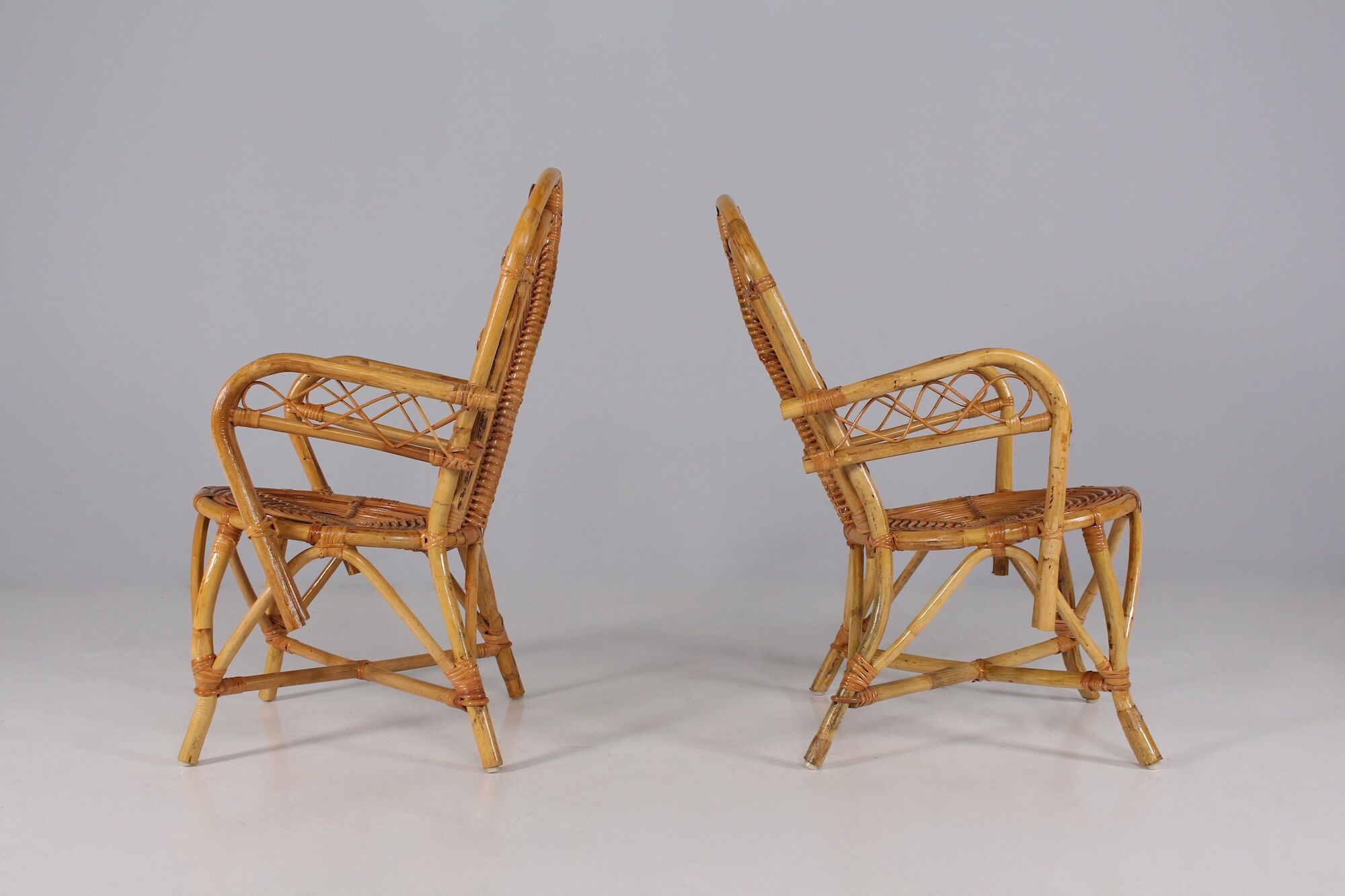 2 bamboo armchairs "wicker chairs"