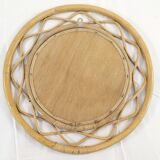 Vintage round rattan mirror