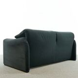 Maralunga 2seater sofa in dark grey striped fabrics by Vico Magistretti for Cassina