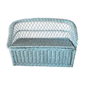 Banquette coffre à jouets vintage en osier
