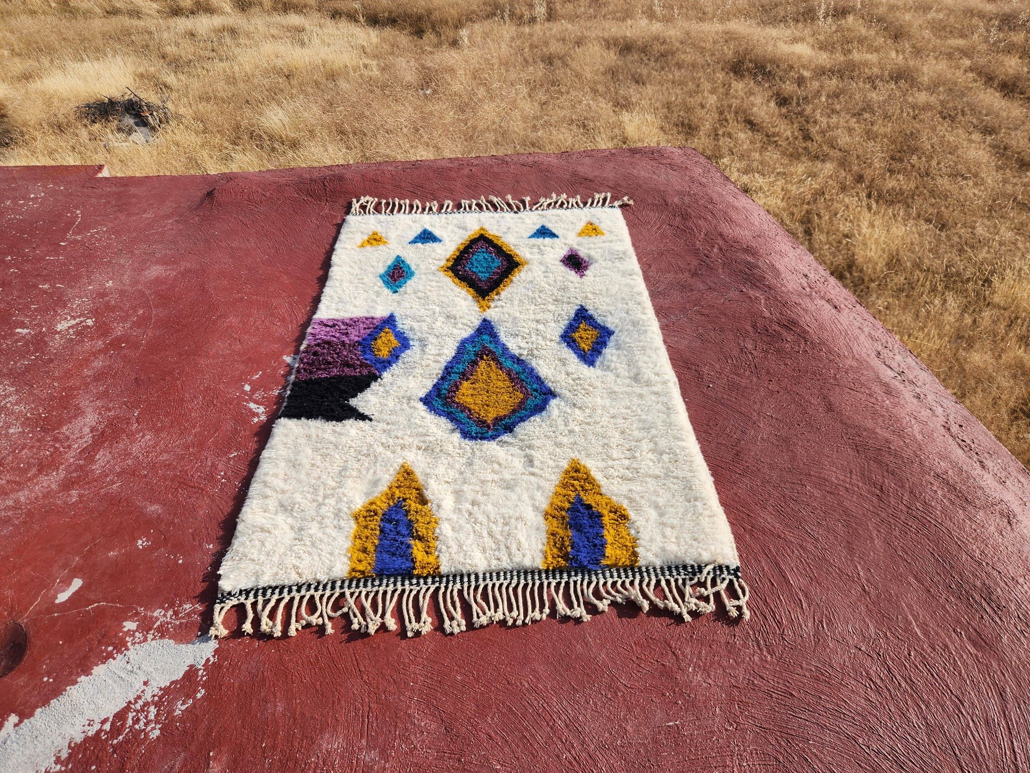 Beni Ouarain rug 250x150 cm in natural wool – Moroccan Berber rug