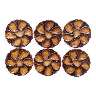 La Redoute x Selency set of 6 brown oyster plates