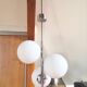Suspension cluster 3 round opalines and stainless steel design 70s