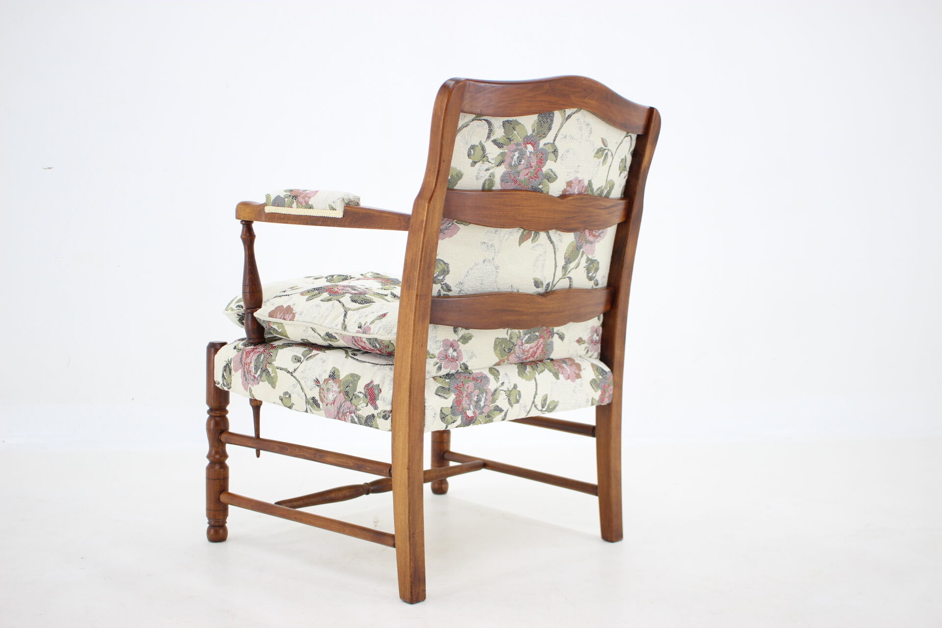 1940s Antique Beech Armchair in Gobelin Fabric,Czechoslovakia