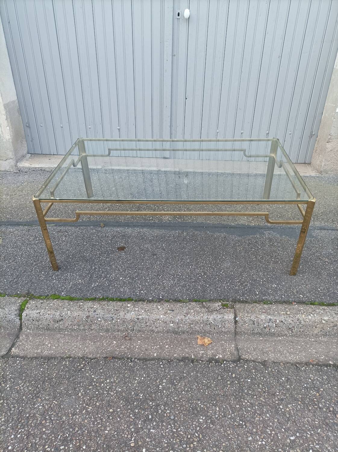 Bronze and glass coffee table