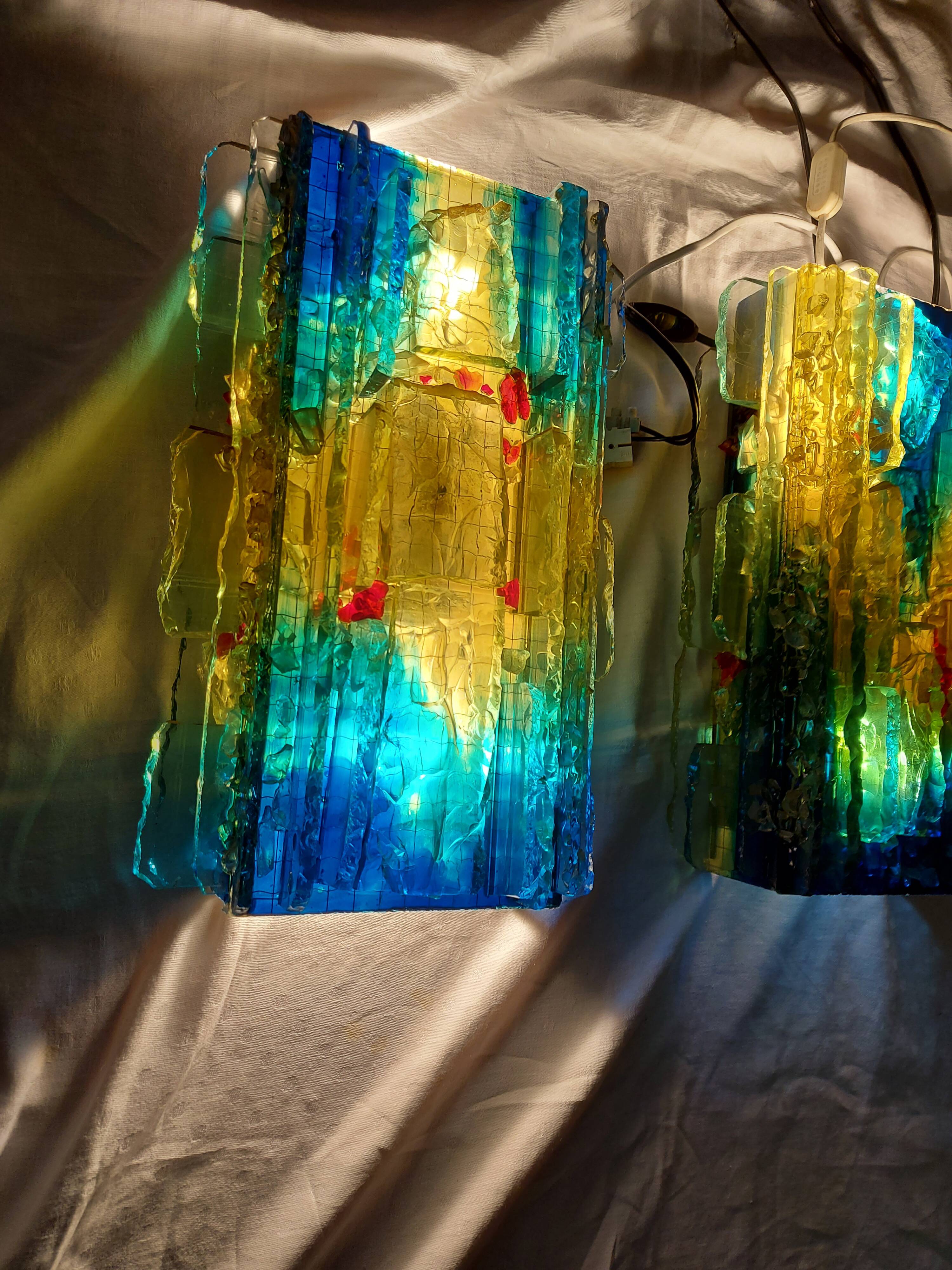 Pair of raak glass appliques, Willem Van Oyen, Chartres model