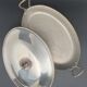 Oval dish with lid in white metal and copper