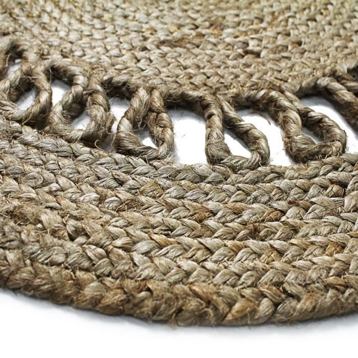Round jute carpet wave 90 cm