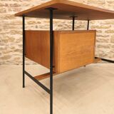 Modernist desk with suspended drawer unit, French work from the 1950s.