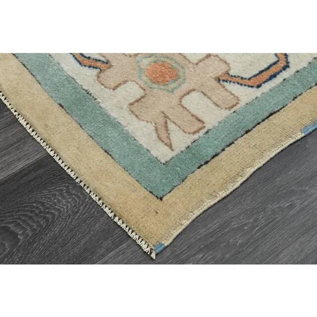 1970s Vintage Turkish Handmade Wool & Cotton Orange Area Rug 180x260