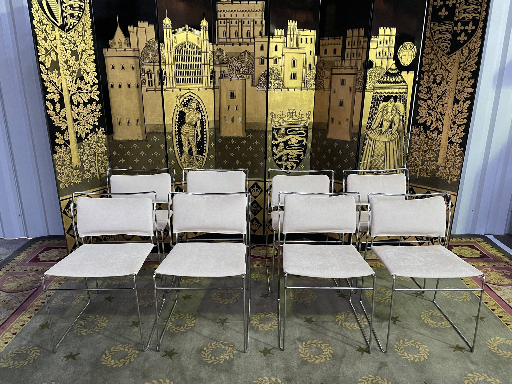 8 1970 chairs in chromed metal "made an Italy" restored