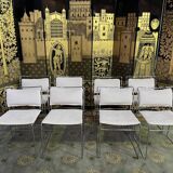 8 1970 chairs in chromed metal "made an Italy" restored