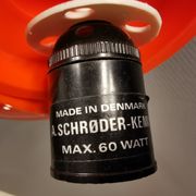 Hanging lamp, designed by Bent Karlby for Schrøder Kemi Denmark 1970s. Made of orange ABS plastic
