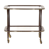 Mahogany brass and glass drinks trolley from italy, circa 1950
