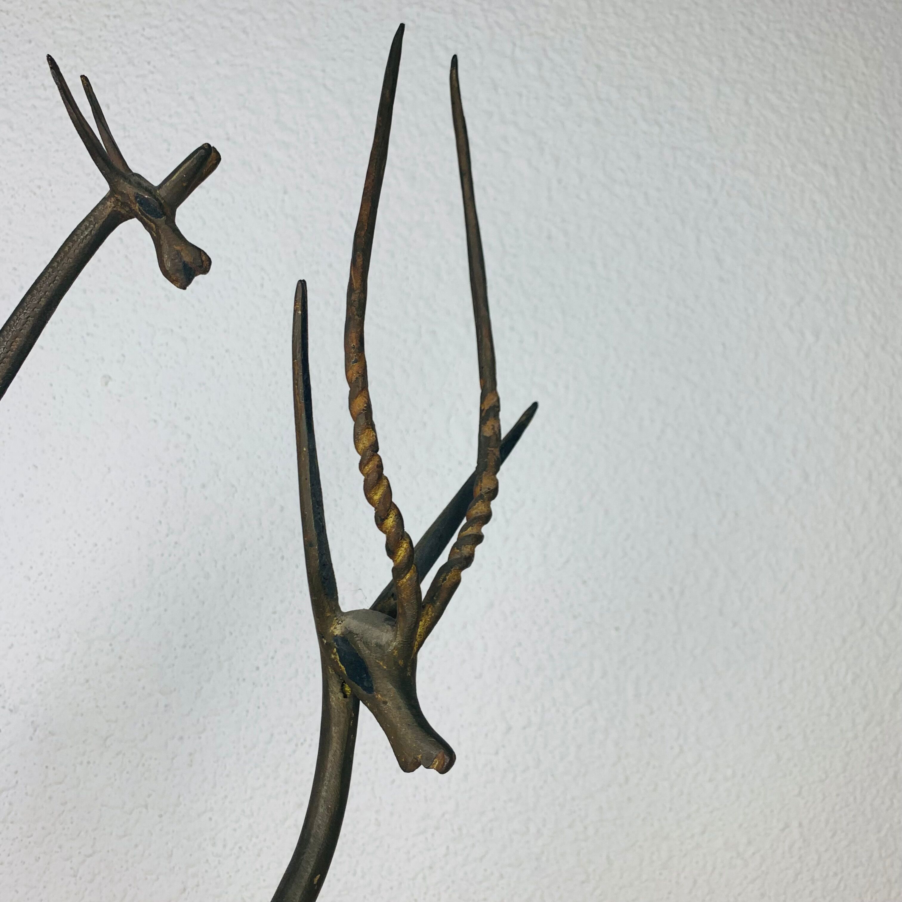 Duo gazelle and giraffe in brass 60 cm XXL vintage