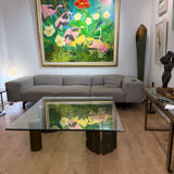 Kartell 3-seater sofa largo (black - houndstooth fabric and steel)