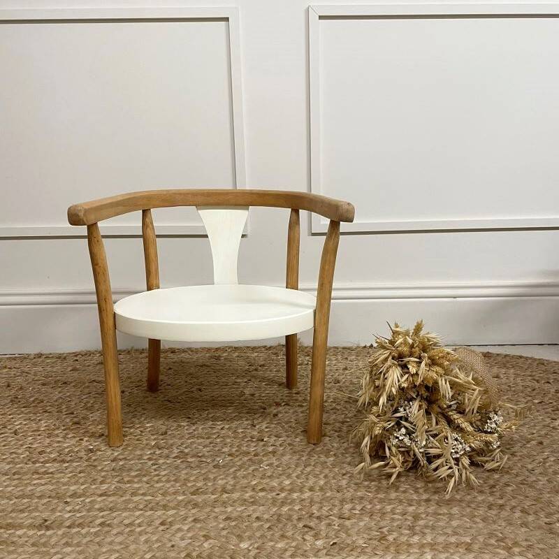 Fauteuil enfant type Baumann bois & blanc