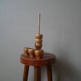 Set of six handmade olive wood egg cups