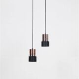 Set of 2 space age pendant lamps / Mid-century Danish modern design / Aluminum / Copper / 1960s / 1970s