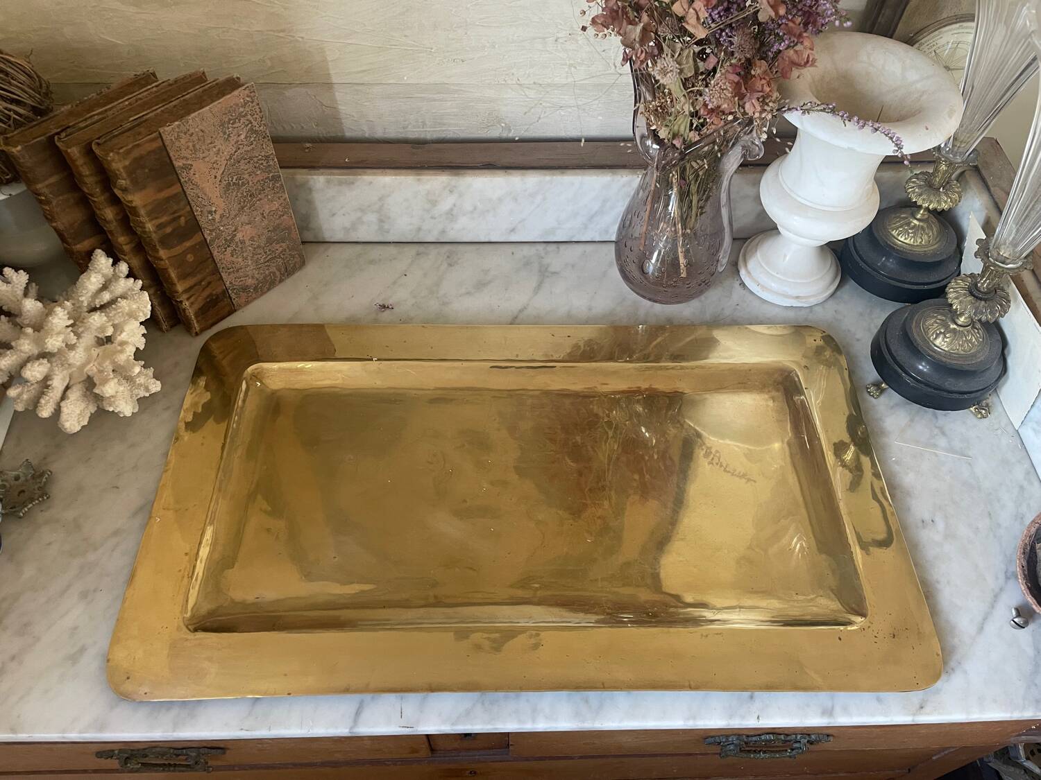 Plateau en laiton vintage
