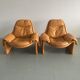 Set of 2 chairs P60 with ottoman by Vittorio Introini for Saporiti 1960