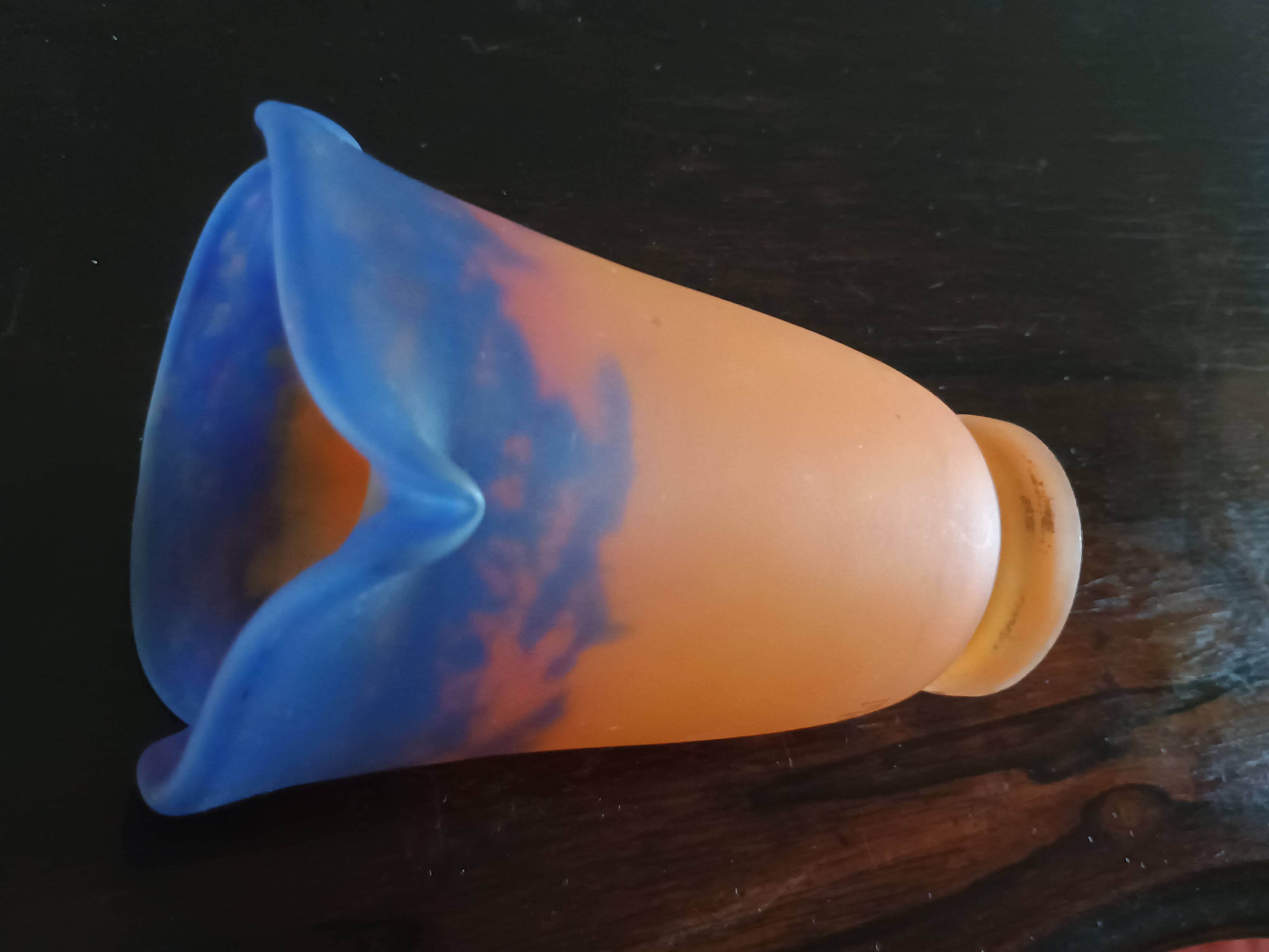 Muller Freres Luneville - Tulip Corolla Orange-Violet Marbled Glass