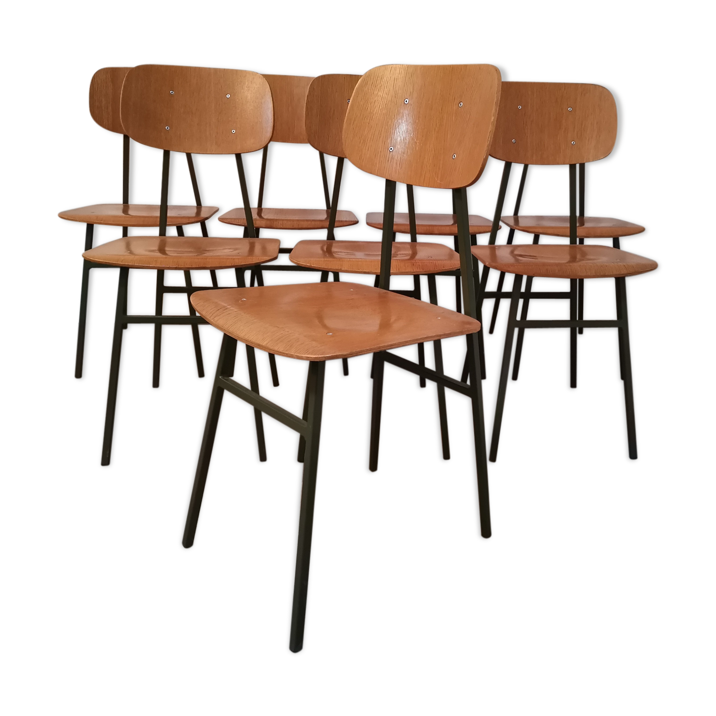 Vintage chairs, 1970s, green frame