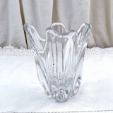 French vase, clear crystal glass, fluid organic shapes