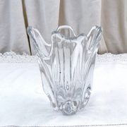 French vase, clear crystal glass, fluid organic shapes