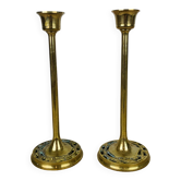 Pair of vintage golden brass candlesticks