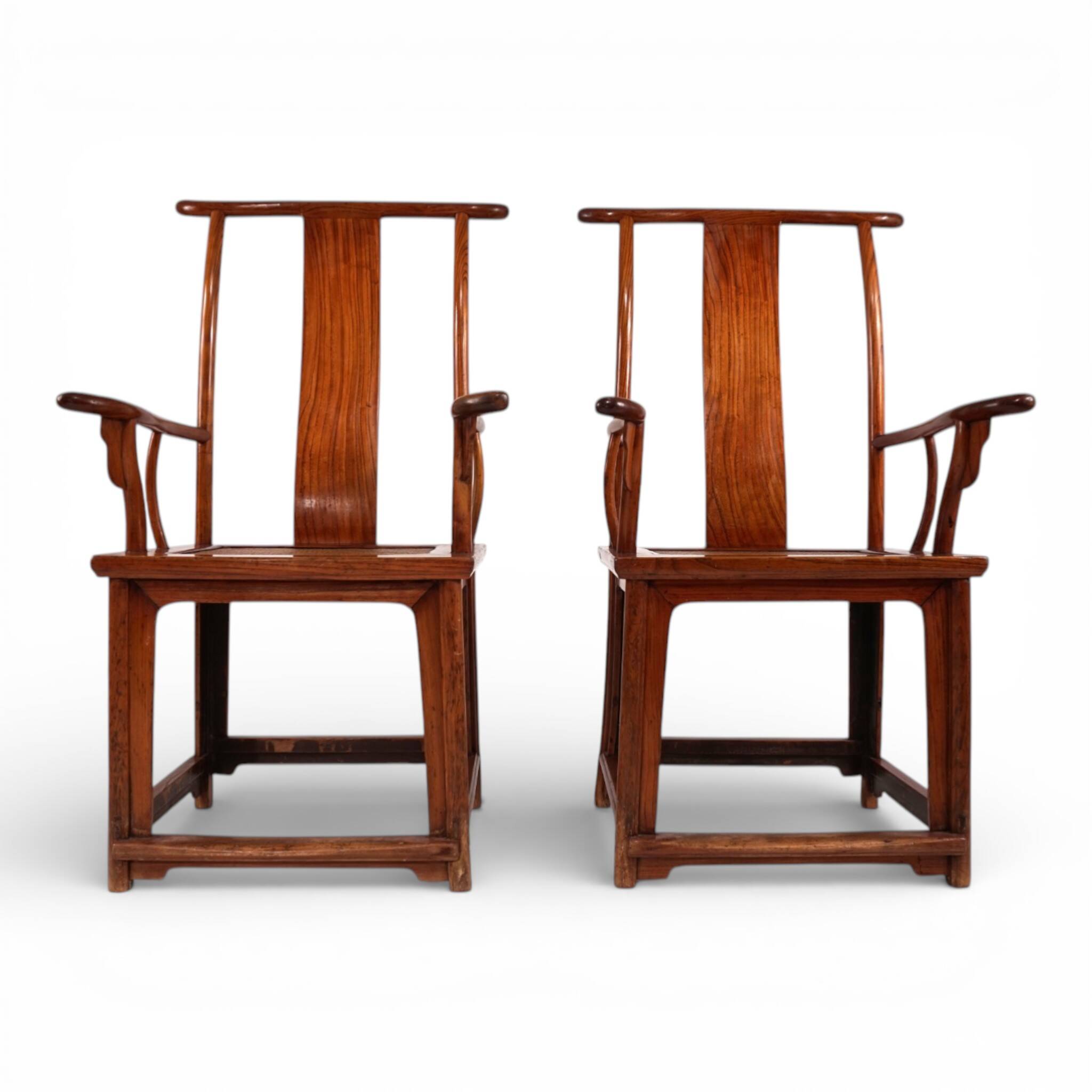 Set of 2 Chinese high-backed armchairs in the style of the Ming Dynasty, 19